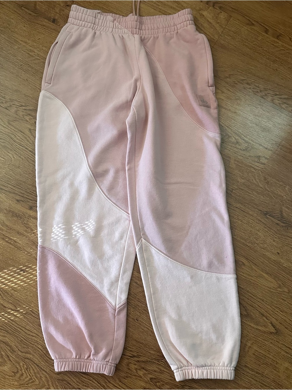 ALO Yoga two Pink Tone Color-block Joggers sweatpants size medium elastic waist